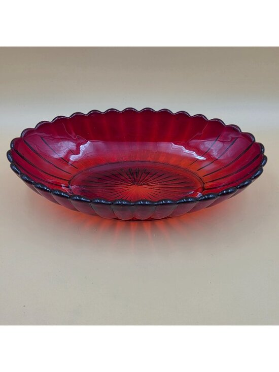 Imperial Glass-Ohio Other - Imperial Glass Pillar Flute Ruby Red 8 Inch Oval Relish Serving Bowl Vintage